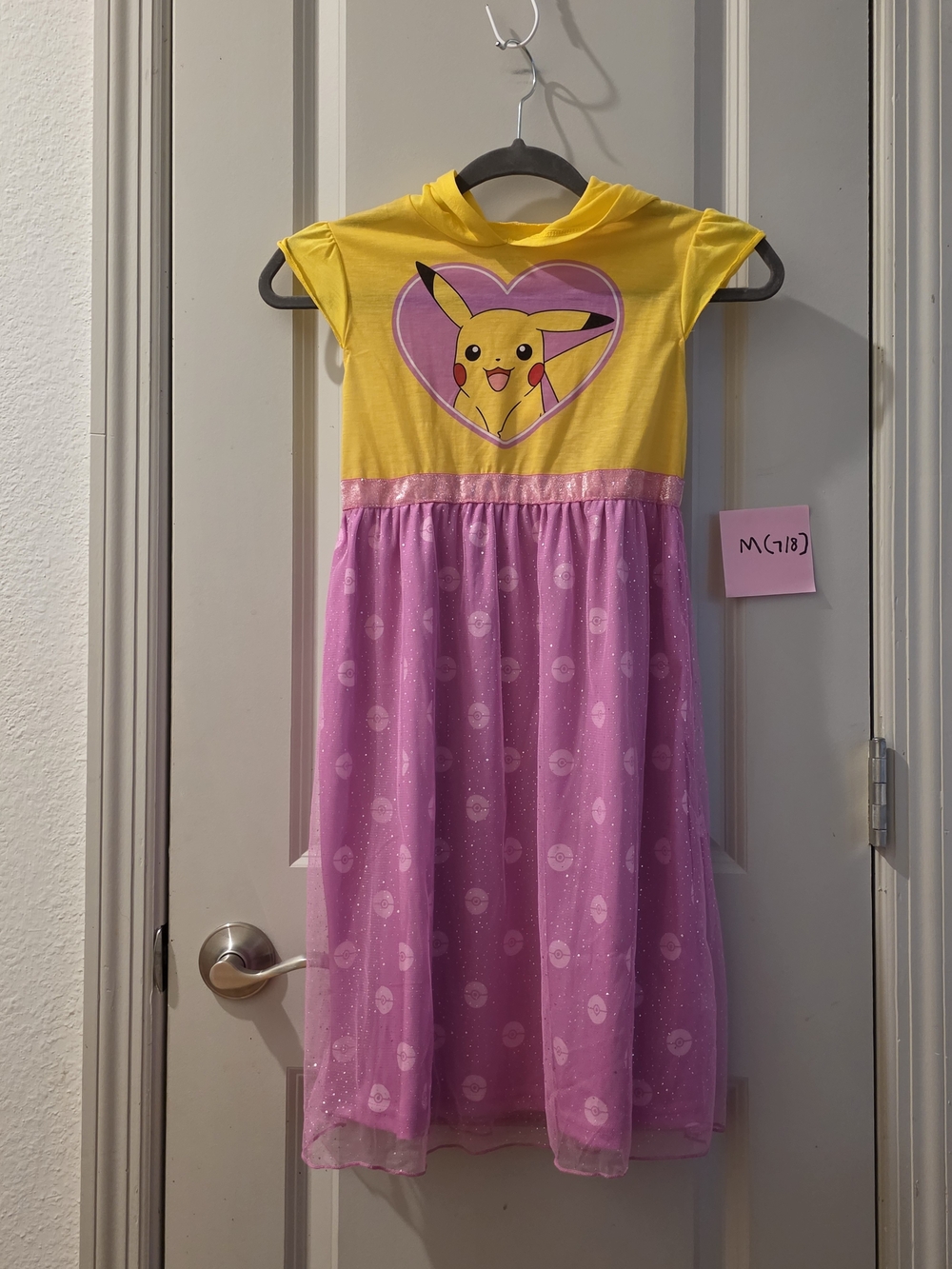 Kids Yellow and Pink Pikachu Nightgown Pajamas